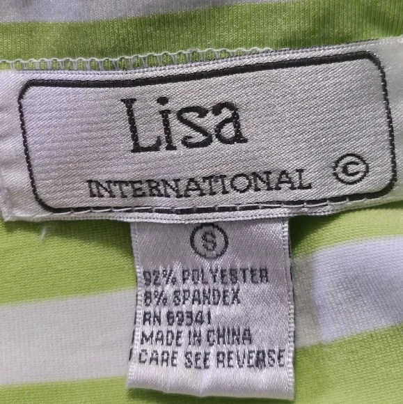 Lisa International Bell Sleeve Striped top Green & White Size S - Picture 6 of 7